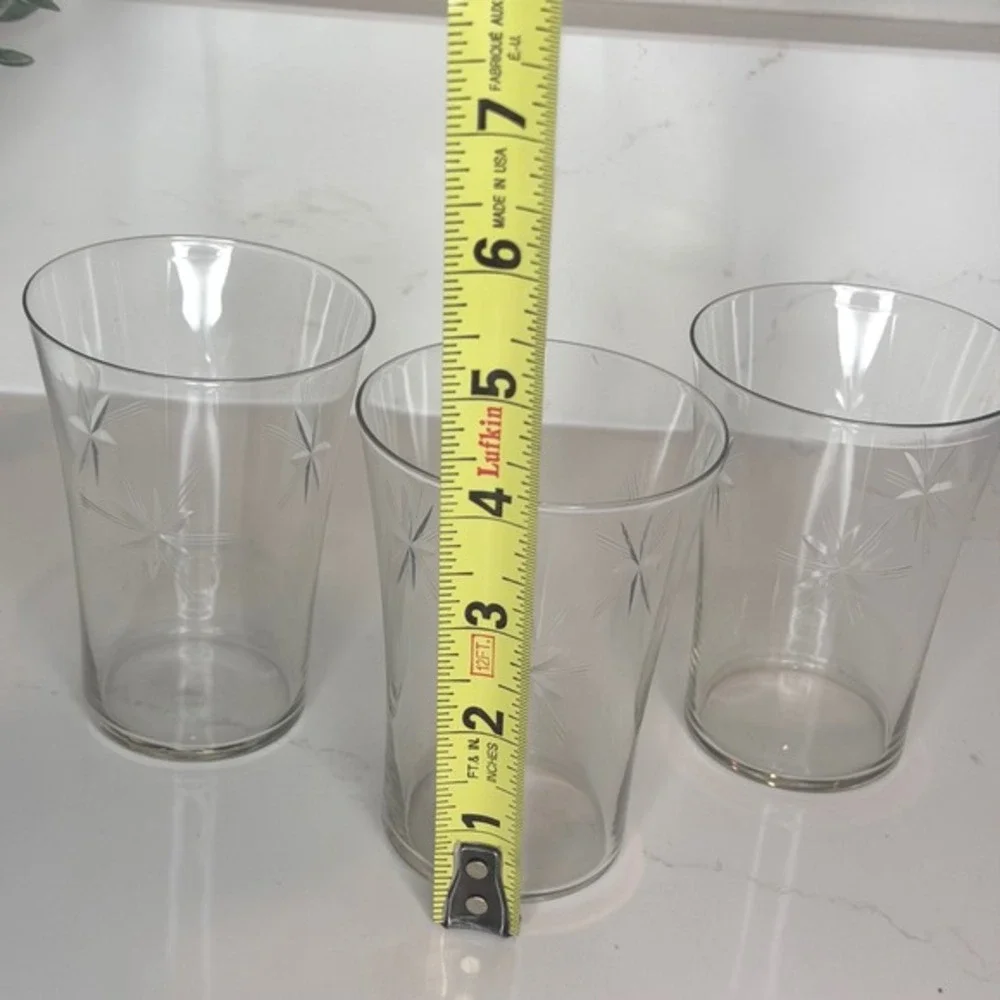 Vintage‎ Starburst Etched Glass Tumblers Set of 3